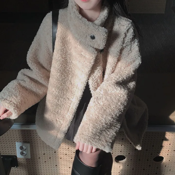 [왕아방핏🤎/주문폭주✨]후회없는 선택,푸들 양털 오버핏 하프 스웨이드 퍼자켓,코트 상세 이미지 22