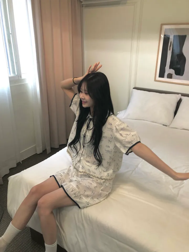 [🖤희귀템/당일출고🖤] 블랙 리본 야옹이 반팔 잠옷 세트 파자마 홈웨어 상세 이미지 7