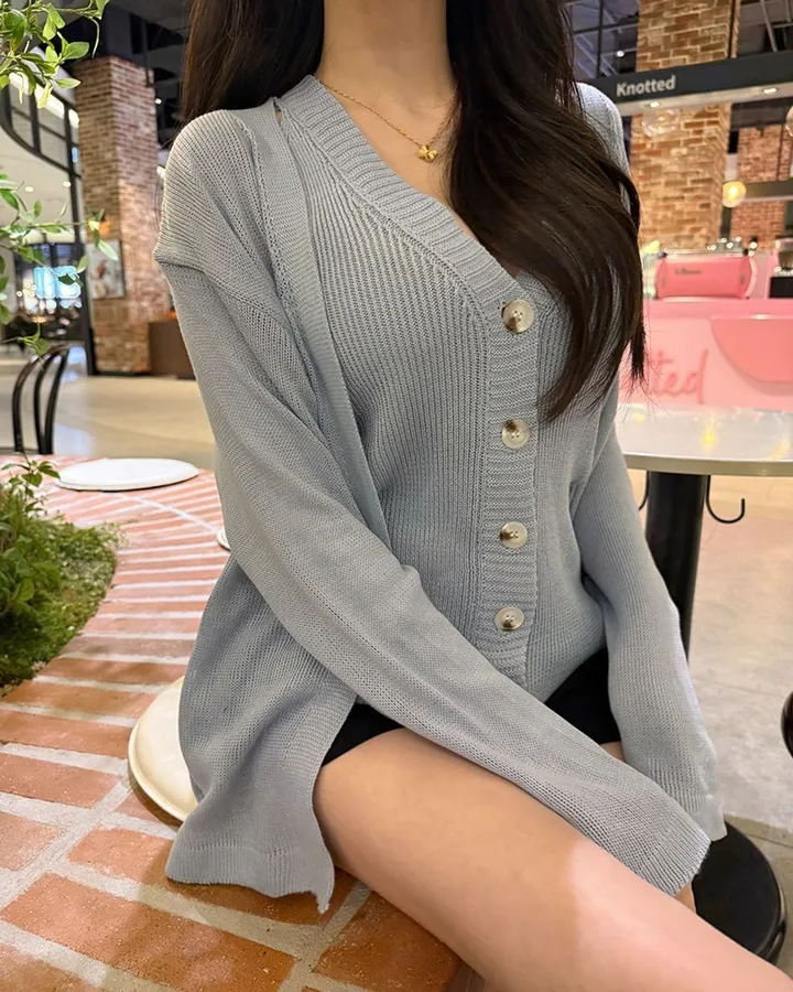 여리 썸머 브이넥 나시 가디건 세트 상세 이미지 9