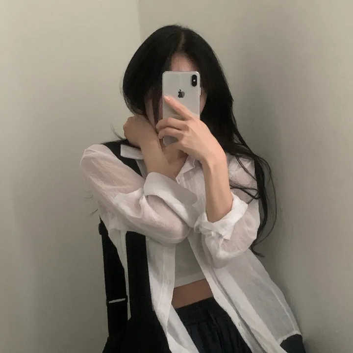 [살안타템17컬러✨/크롭&루즈핏] 햇빛차단, 린넨 시스루 루즈핏 거즈 셔츠/남방 블라우스 상세 이미지 12