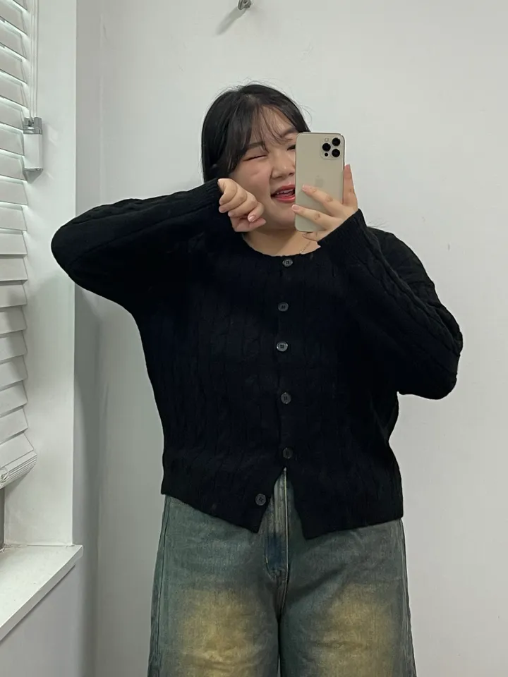 🚀당일출발🚀빠른배송📦 [~110size/빅사이즈] 라운드넥 꽈배기 도톰 단추 니트 가디건 상세 이미지 97
