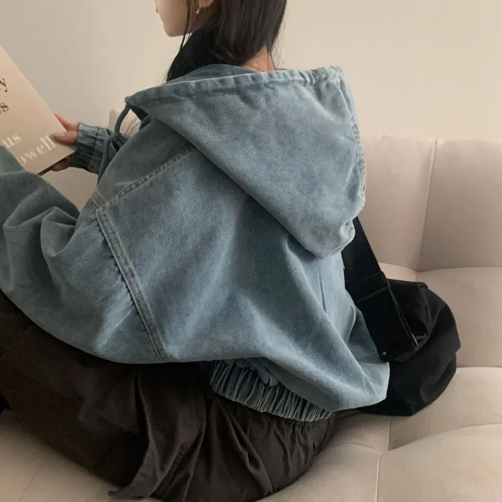 [단독!2가지버전💫/투웨이!] 데님 밴딩후드 투웨이 크롭,루즈핏 야상점퍼/집업 - 2color 상세 이미지 17
