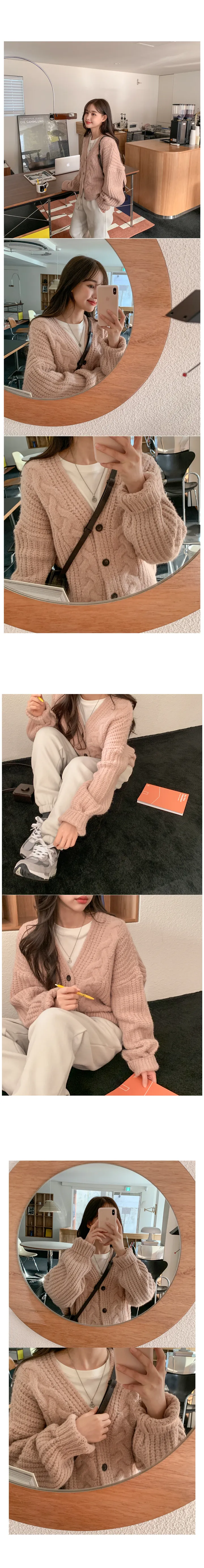 [고퀄리티/울소재]베어링 도톰 울 크롭 가디건 (4color) 상세 이미지 16