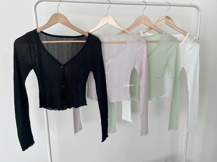당일/ 롤라 가디건 여름 시스루 크롭 숏 데일리 국내생산 스판 휘뚜루마뚜루 기본 베이직  4color 상세 이미지 1