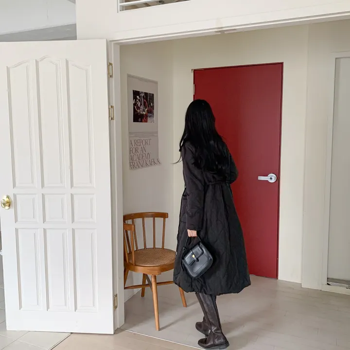 [당일출고/고퀄💯] 안감전체퍼 퍼카라 누빔 밍크 롱패딩 코트,2color 상세 이미지 26