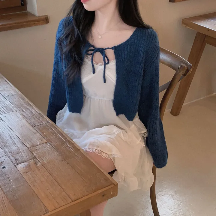 [흘러내림X]퓨어 울 모헤어 리본 볼레로 크롭 가디건 - 4color 상세 이미지 12