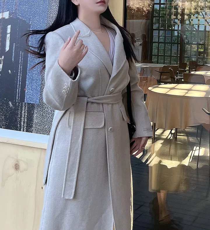 [최저가 진행! 패딩조끼 SET] 브리앙 울 90% 핸드메이드 누빔 벨트 패딩 안감 탈부착 고급 롱 코트 상세 이미지 13