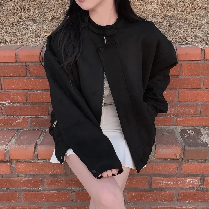 [오버핏!🖤/주문폭주✨]모던 바이커 스웨이드 아방 블루종 오버핏 자켓 상세 이미지 27