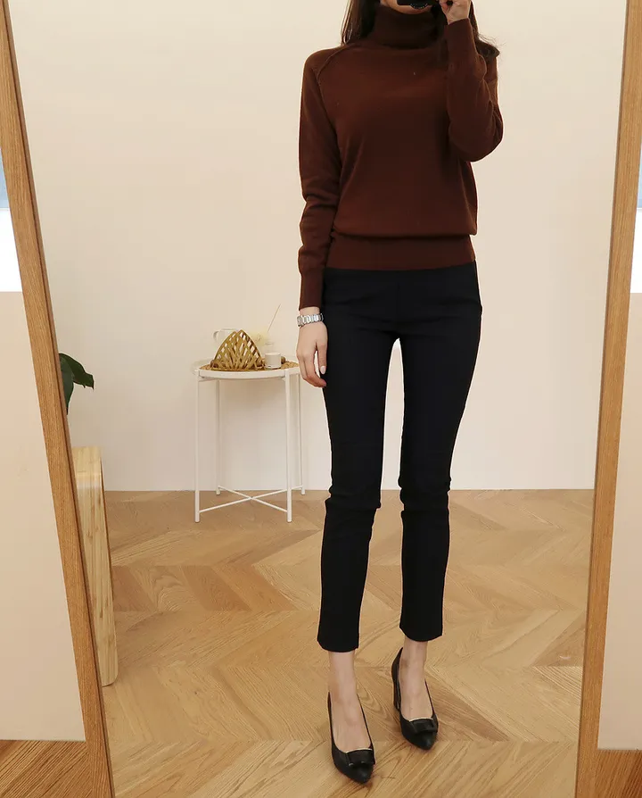 [55~77/일반,기모] 인생핏 슬림 일자 스키니핏 하이웨스트 스판 간절기 겨울 슬랙스 상세 이미지 48