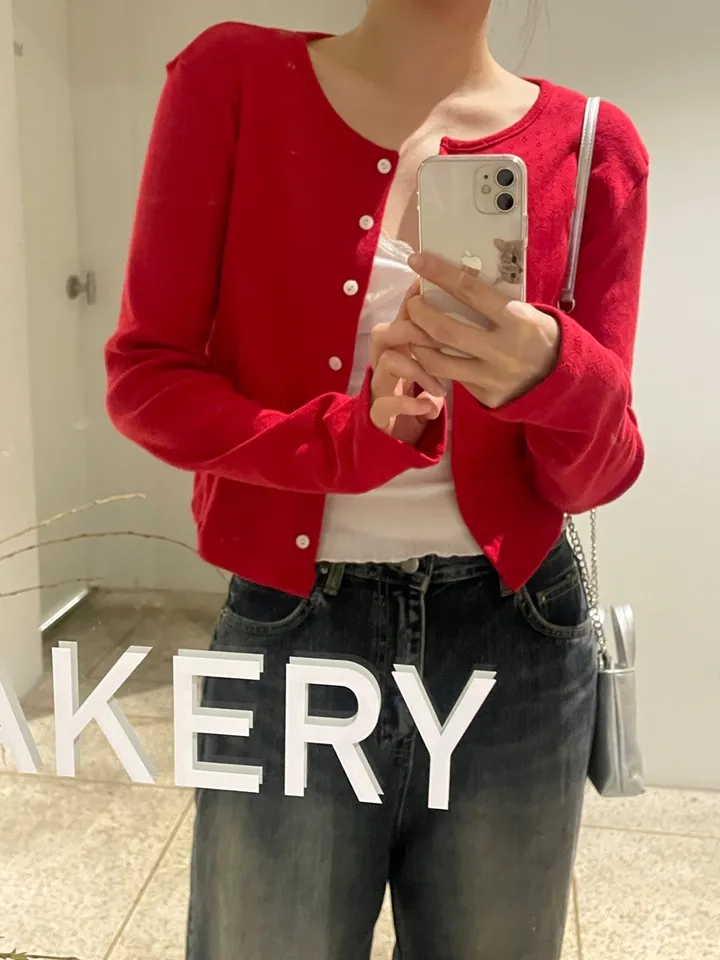 로렌 플라워 펀칭 크롭 라운드 가디건 상세 이미지 15