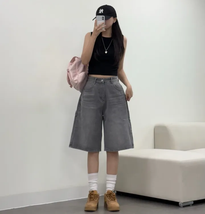 [카펜더버뮤다🐰/숏&롱/~2XL] 아일렛 카펜더 5부 7부 버뮤다 데님 숏팬츠 여름반바지 기장선택 남녀공용 하체커버 빅사이즈 (5Col) 상세 이미지 17