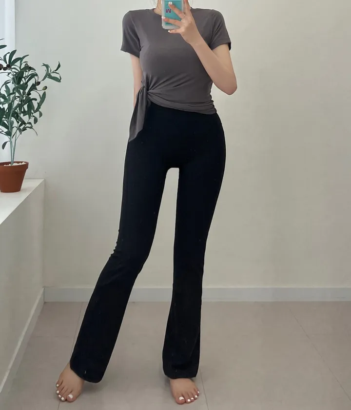 [강력추천/인생핏]하이웨스트 부츠컷 레깅스 세미부츠컷 에슬레져 요가 필라테스 헬스 러닝 골프 테니스 운동복 연습복 데일리 상세 이미지 11