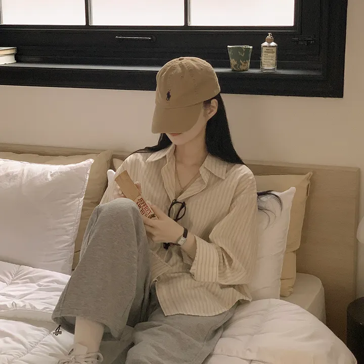 [여름셔츠✨/오버핏!] 버터링 스트라이프 바스락 코튼 레이어드 셔츠 넉넉함보장 빅사이즈 상세 이미지 9
