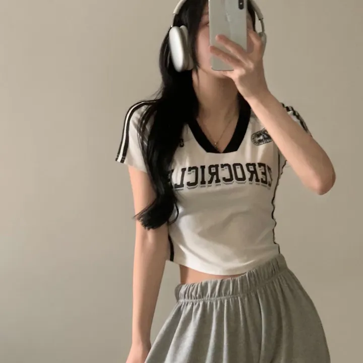 [찐만족도100%🤍] 블록코어 져지 배색 레터링 스트릿 크롭 반팔티셔츠 - 6color 상세 이미지 17