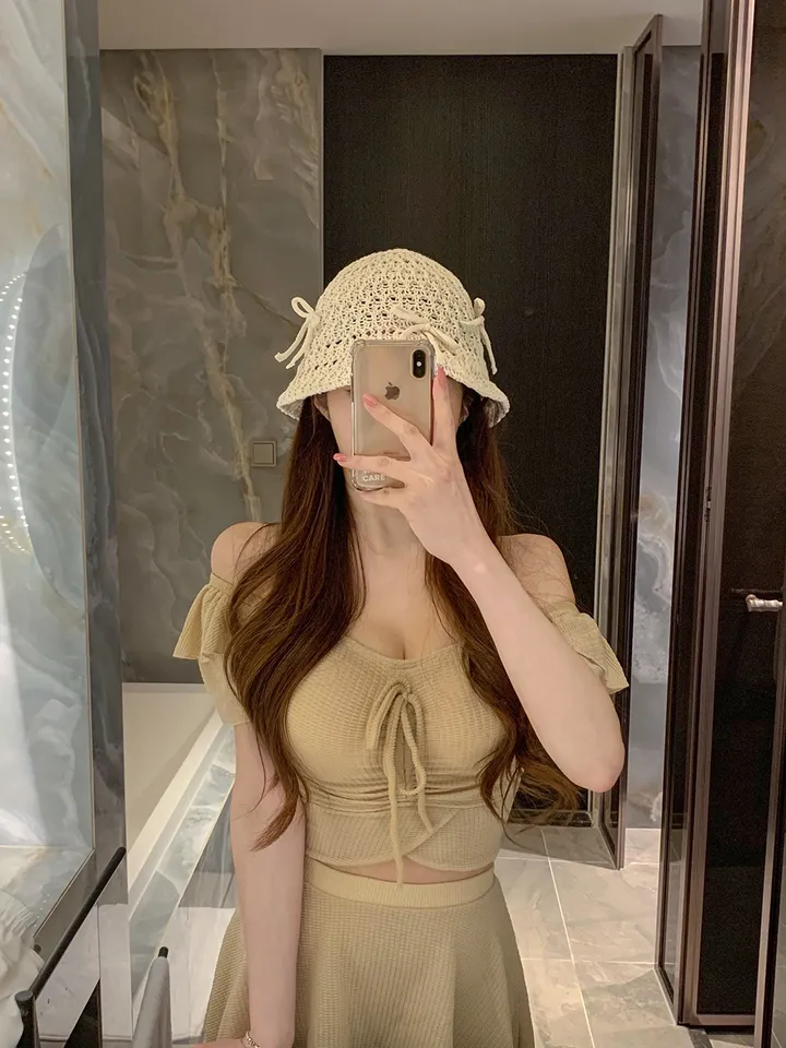 [러블리무드🎀소두핏] 벙거지 버킷햇 꽈배기 그물 뜨개 니트 짜임 모자 봄 여름 휴양지룩 휴가룩 여행룩 3COL 상세 이미지 20