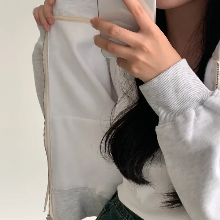 [완전인기✨/백염컬러 당일출고!] 자체제작 크치Made 꿈에 나온 핏, 투웨이 양기모 크롭 후드집업 ver 아우터 자켓 - zipup 상세 이미지 172