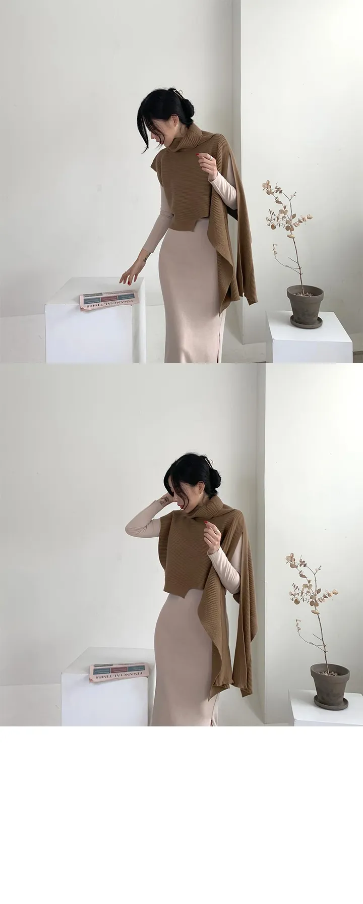 [여신핏/연말룩제격]miu 울 케이프 터틀넥니트 상세 이미지 7