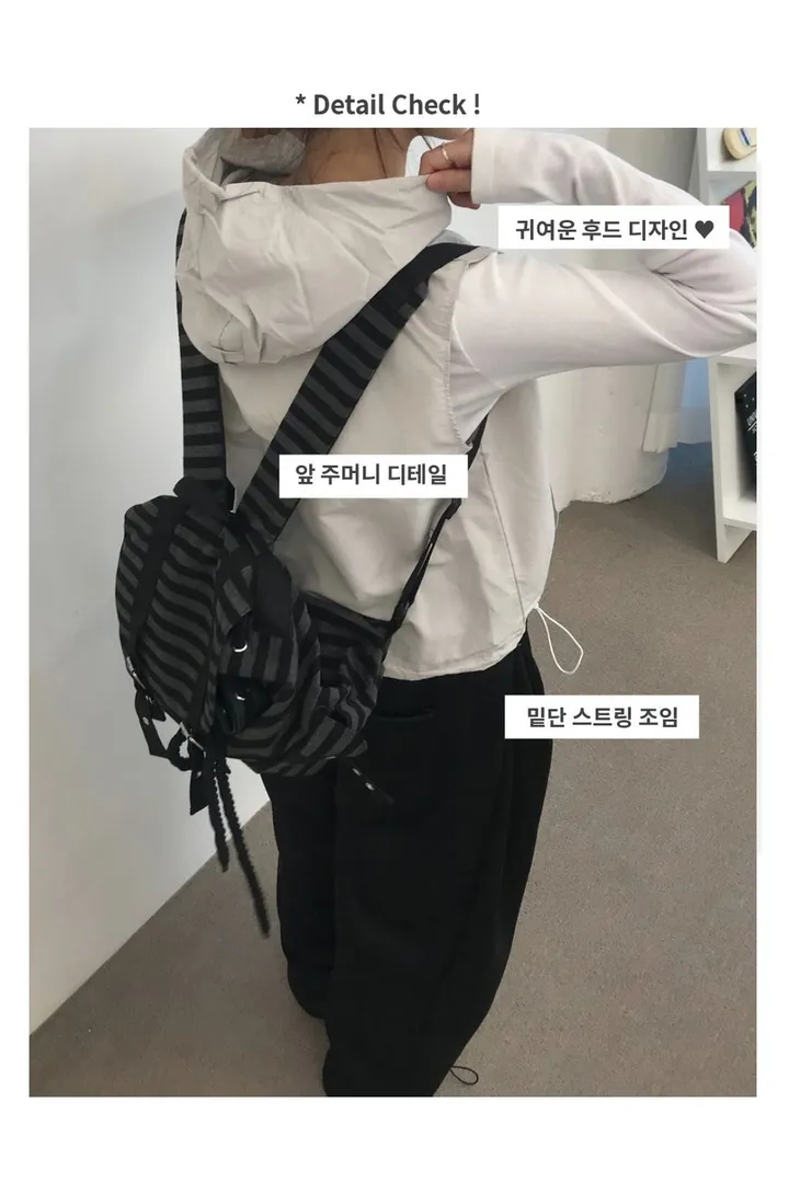 [바스락/데일리🩶] 소릿 나일론 후드 스트링 바람막이 베스트 (4color) 상세 이미지 3