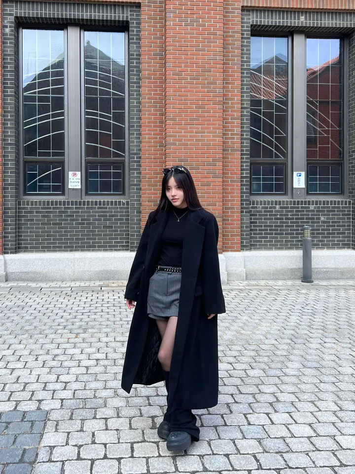 [울함유고퀄🖤] 엘리 울 더블 버튼 뒤트임 누빔 겨울 롱 코트 상세 이미지 1