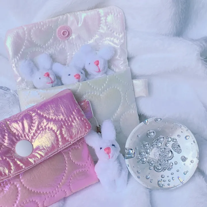 (3종)/ handmade 홀로그램 글리터 love 핑크 화이트 실버 패프릭 동전 지갑 카드지갑 에어팟파우치 상세 이미지 47