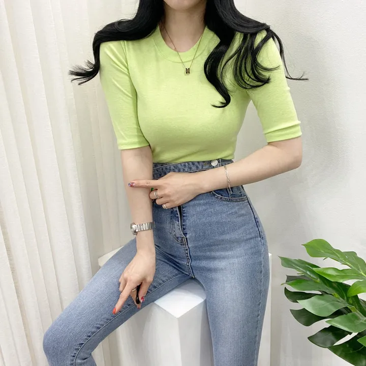🚀당일발송🚀[묶음할인/데일리] 봄 여름 메이 부들 샤베트 5부 티셔츠 이너티 상세 이미지 21
