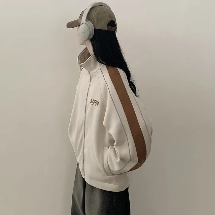 [보온력갑!/겨울까지] 스웨이드 하이넥 배색집업 오버핏 후리스자켓 점퍼 상세 이미지 12