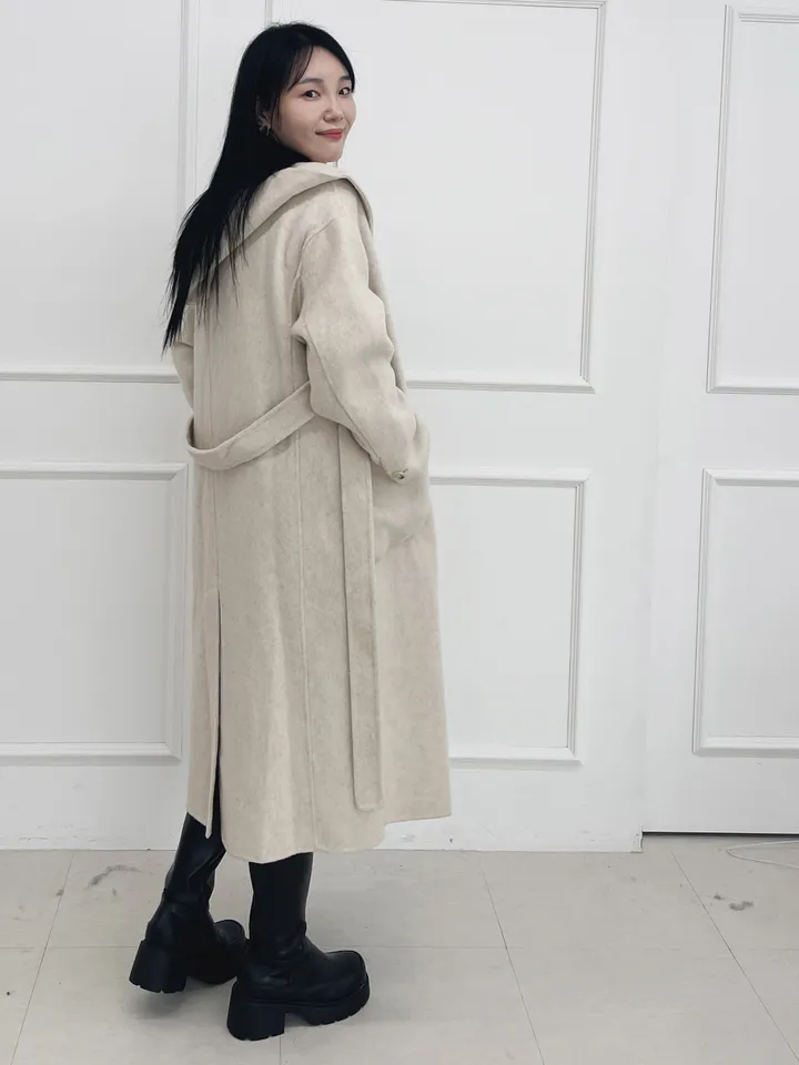 자체제작 원단부터 다른 핸드메이드 양모 후드코트 리얼빅사이즈, 가벼운코트,연말룩, 하객룩 110까지 상세 이미지 31