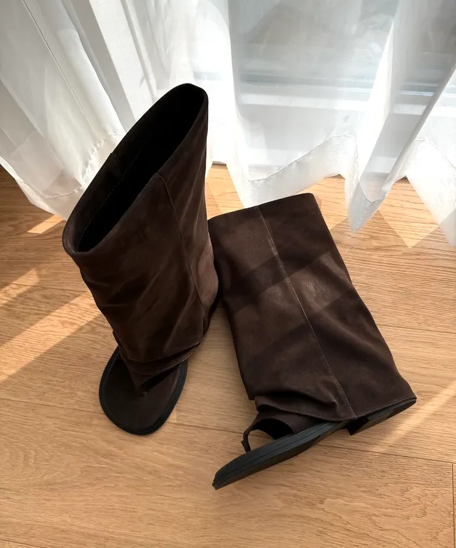 여름 와이드 워머 폴딩 쪼리 롱 부츠(2color)