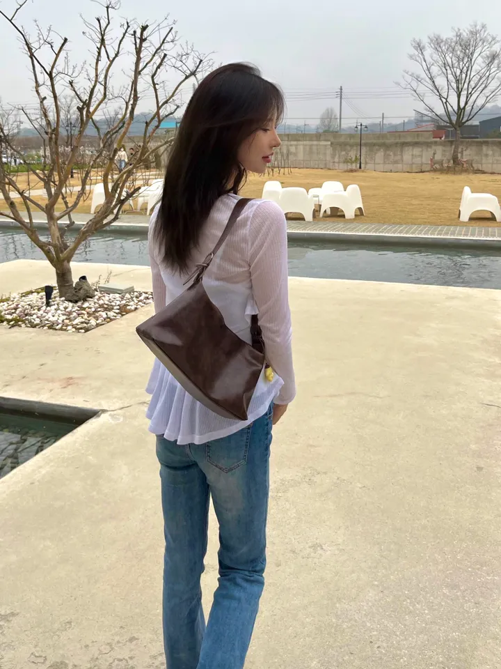 [여리여리핏/가디건set🤍] 리본 셔링 프릴 끈나시 레이어드 가디건 세트 상세 이미지 16