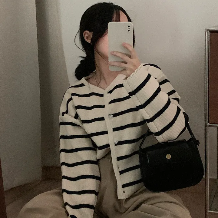 [데일리/꾸안꾸*.*] 파이 스트라이프 단가라 자켓 가디건 상세 이미지 17
