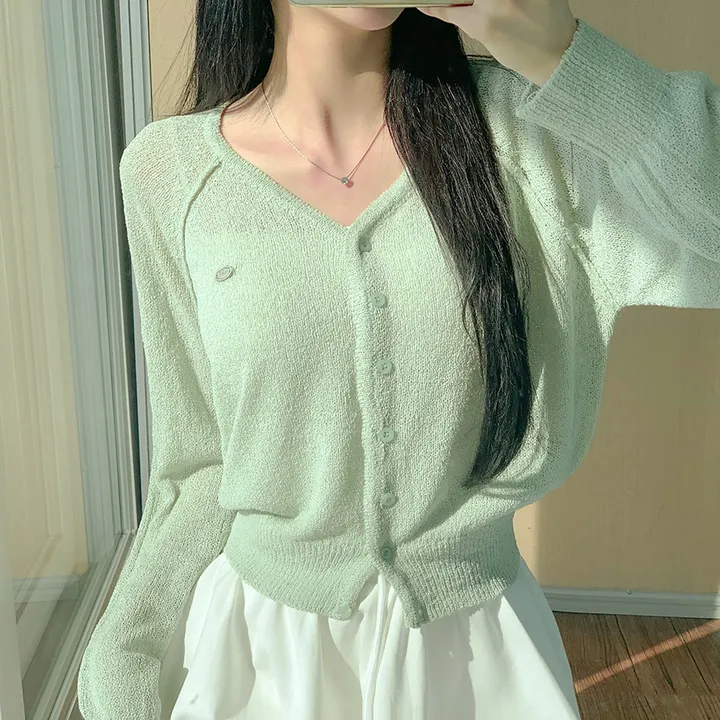 [여름신상💗] 부클 파스텔 팬던트 심볼 브이넥 여름 가디건 - 6color (파스텔/펜던트/와펜/나그랑/긴팔/브로치/쭈리/꾸안꾸/데일리/베이직/그물) 상세 이미지 25
