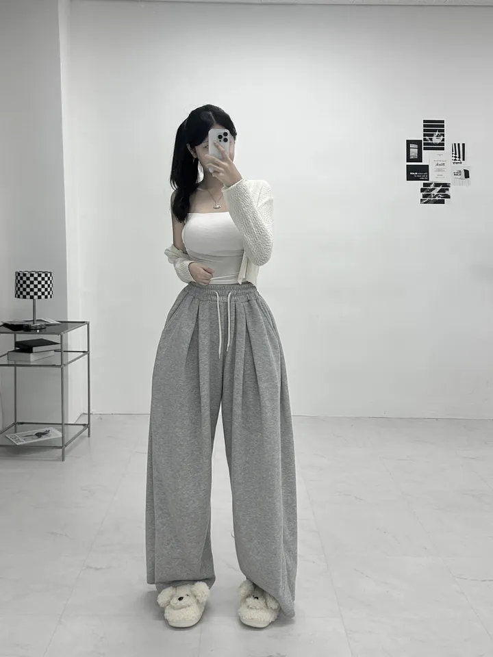 [재구매율증명/3만장돌파🌸/여름강추템] 더블 허얇골넓핏 와이드 하이웨스트 핀턱 사이드핀턱 오버핏 트레이닝 밴딩 팬츠 상세 이미지 17