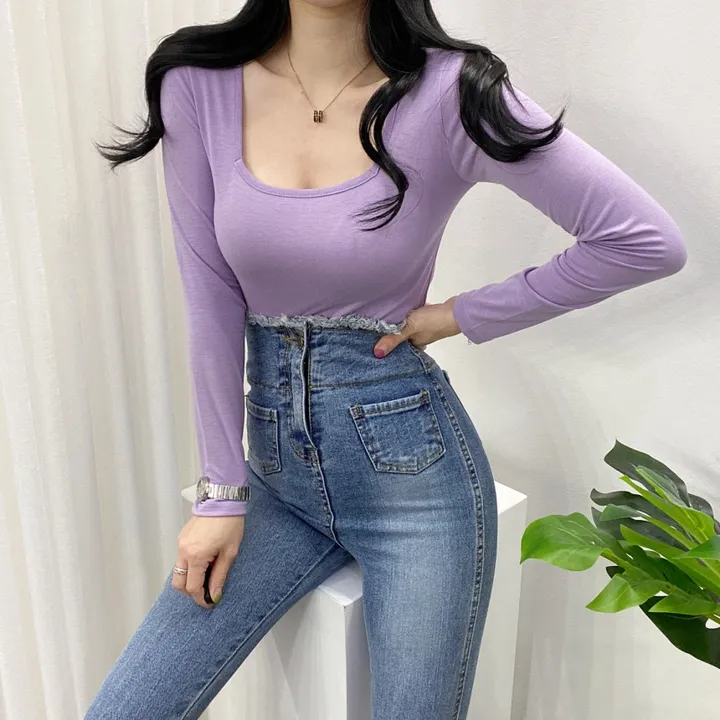 🚀당일발송🚀[묶음할인/11컬러] 조이 봄 가을 뉴 스퀘어넥 긴팔 티셔츠 이너티 상세 이미지 34