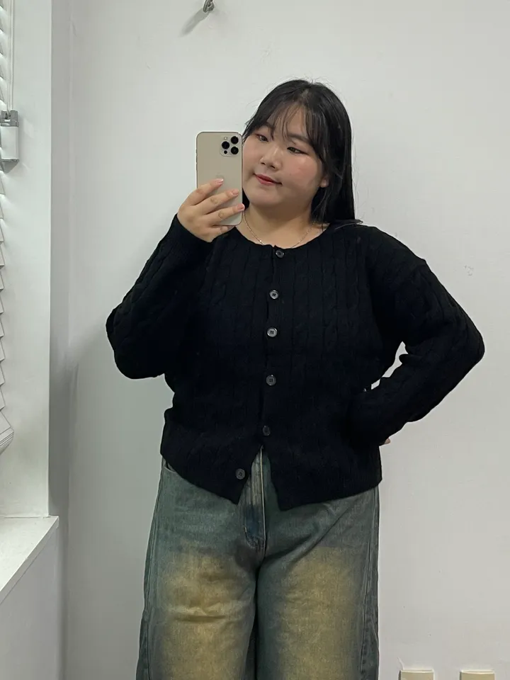 🚀당일출발🚀빠른배송📦 [~110size/빅사이즈] 라운드넥 꽈배기 도톰 단추 니트 가디건 상세 이미지 99