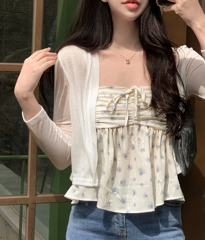 [나시+가디건세트] best 💘 히핑 cardigan + 플라워프릴나시 blouse set 상세 이미지 25