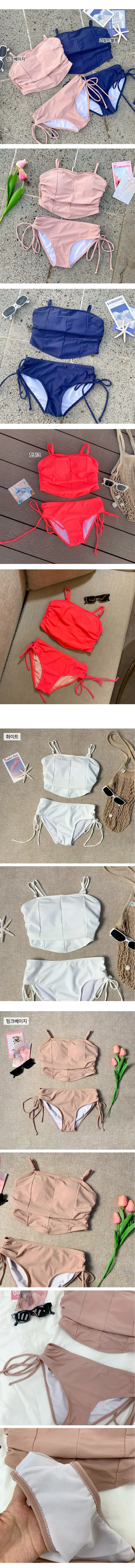 [당일발송🚀/🔥주문폭주🔥] U라인 리본 셔링 비키니 모노키니 수영복 워터파크 커버업 호캉스 온천 비치웨어 상세 이미지 4