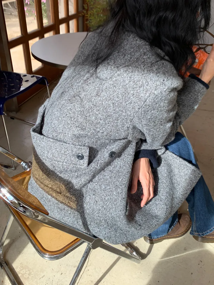 멜드 터틀넥 하프 더블 코트 상세 이미지 3
