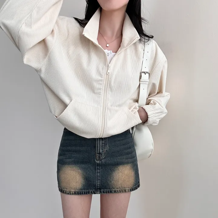 감성100% [최저/Y2K] 카라멜 코듀로이 반집업 - 5color 상세 이미지 6
