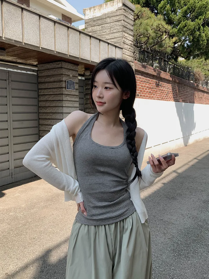 [여름까지🩵/핏강추] 르비 시스루 여리핏 세미 크롭 브이넥 긴팔 가디건 5colors 상세 이미지 15