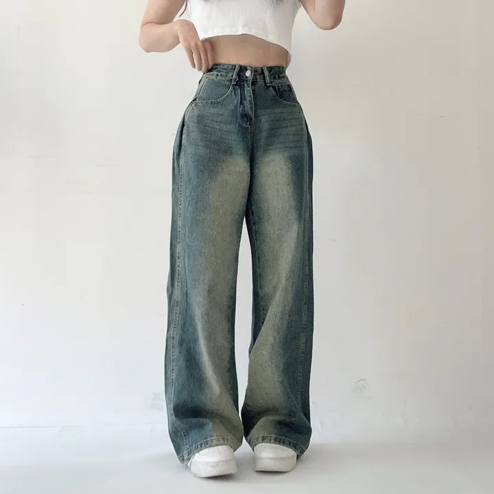 골반보정/색감깡패❣️빈티지 핀턱 폴딩 와이드 워싱 데님 롱팬츠 3color 상세 이미지 9