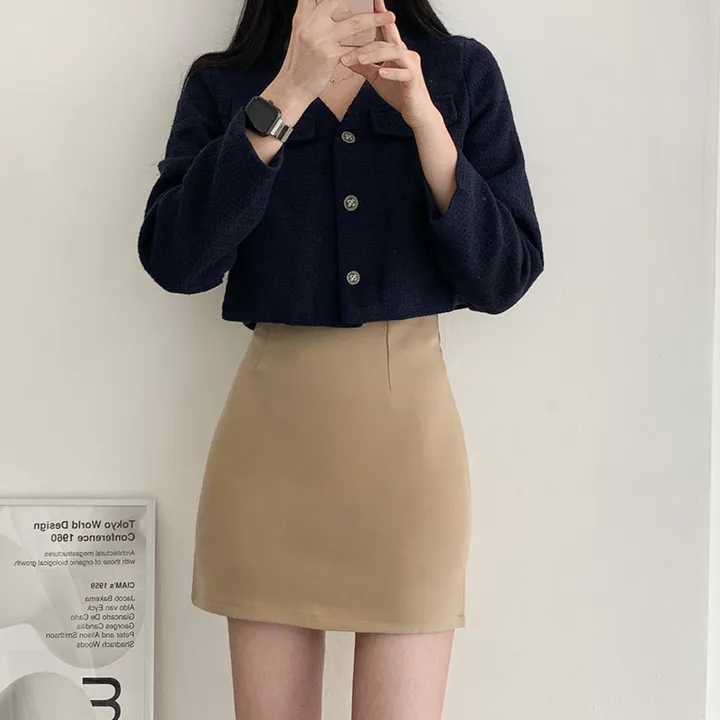 [부분 당일배송🎀1000장돌파!! 리뷰극찬🔥컬러추가!] 트위드 세미 크롭 자켓 노카라 간절기 하객룩 숏자켓 핑크 아이보리 블랙 네이비 - 5colors 상세 이미지 59