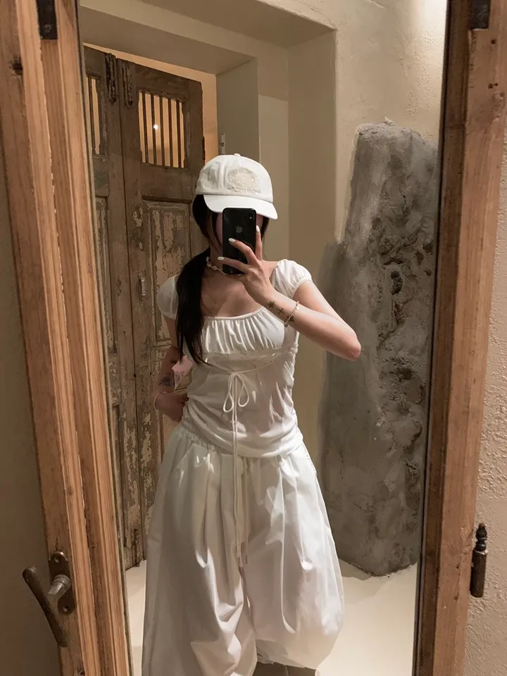 (UNISEX) 머니 나일론 더블 핀턱 스트링 벌룬 PT / 오버핏 와이드 밴딩 트레이닝 벌룬핏 팬츠 바지 와이드팬츠 벌룬팬츠 트레이닝팬츠 나일론팬츠 나일론바지 간절기 봄 여름 상세 이미지 19