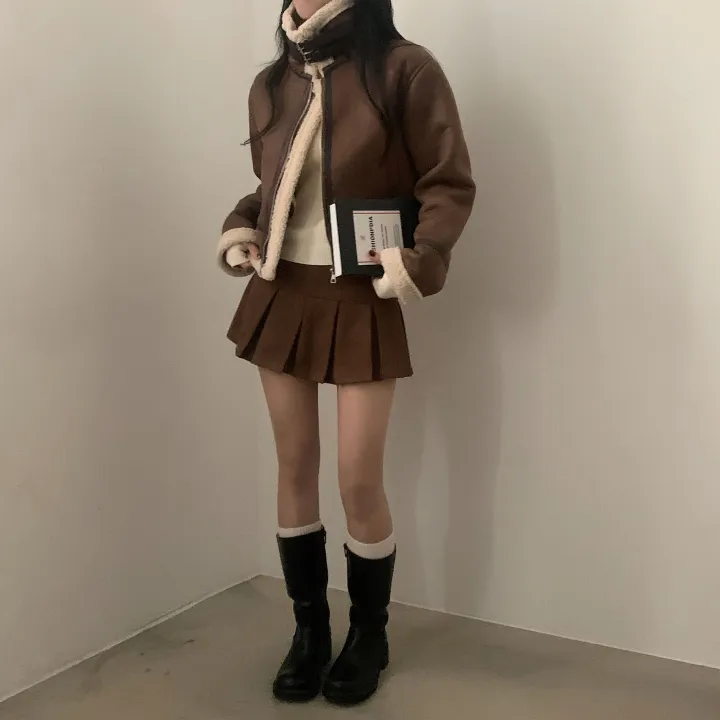 [이번주최저가!/🤎루즈핏] 샌드 양털 하이넥 크롭 무스탕 숏자켓 - 2color 상세 이미지 12