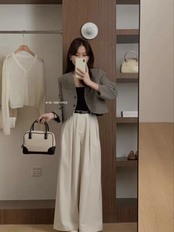 🚀당일출발🚀[자체생산/5컬러/고퀄!컬러예쁨!강추]가을자켓 간절기 봄자켓 노카라 크롭자켓 숏 블랙,베이지,그레이 가을아우터 가을옷 봄옷 봄아우터 출근룩 오피스룩 하객룩 올드머니룩 상세 이미지 19