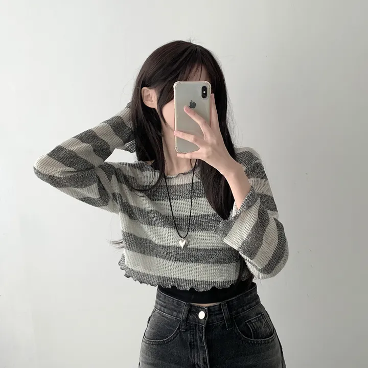 *주문폭주* [데일리힙set] 물결 단가라 니트 티셔츠 & 흑청 사이드워싱 데님 팬츠 [D1-9] 상세 이미지 17