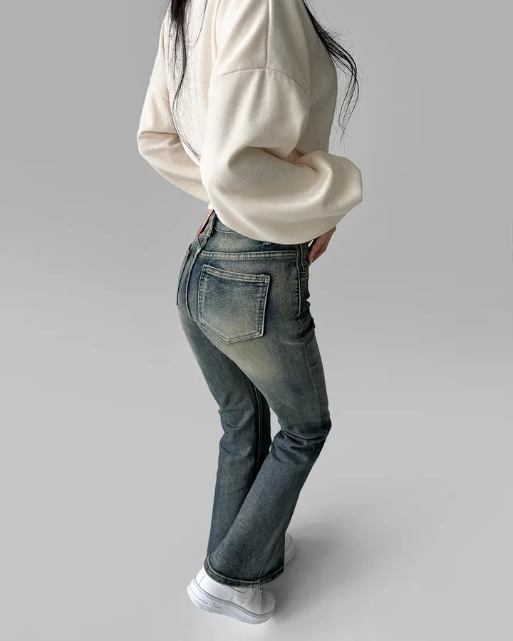 [~3XL/3기장] 뽀얀핏 스머징 텍스쳐 빈티지 워싱 쫀득 스판 부츠컷 데님 팬츠 바지 청바지 상세 이미지 46