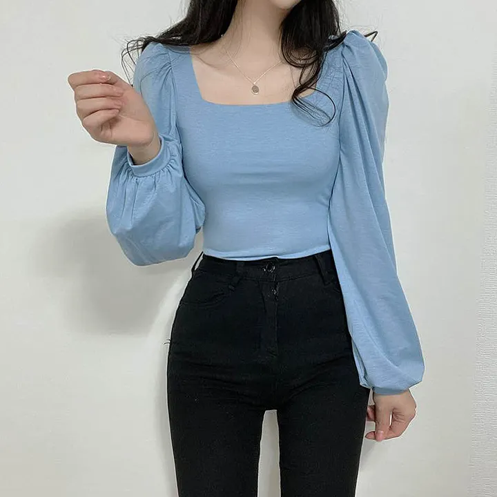[속옷비침X!묶음할인]여리글램 퍼프 모어 스퀘어 반크롭 긴팔T 4col 상세 이미지 21