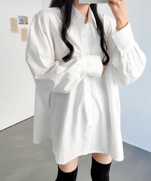 왕박시 보호본능 [레이어드] 오버핏 셔츠원피스 - 3colors