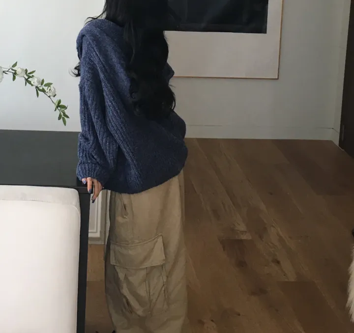 [군살쏙~] 여리 후드 꽈배기 아방 루즈 박시핏 후드집업 상세 이미지 8