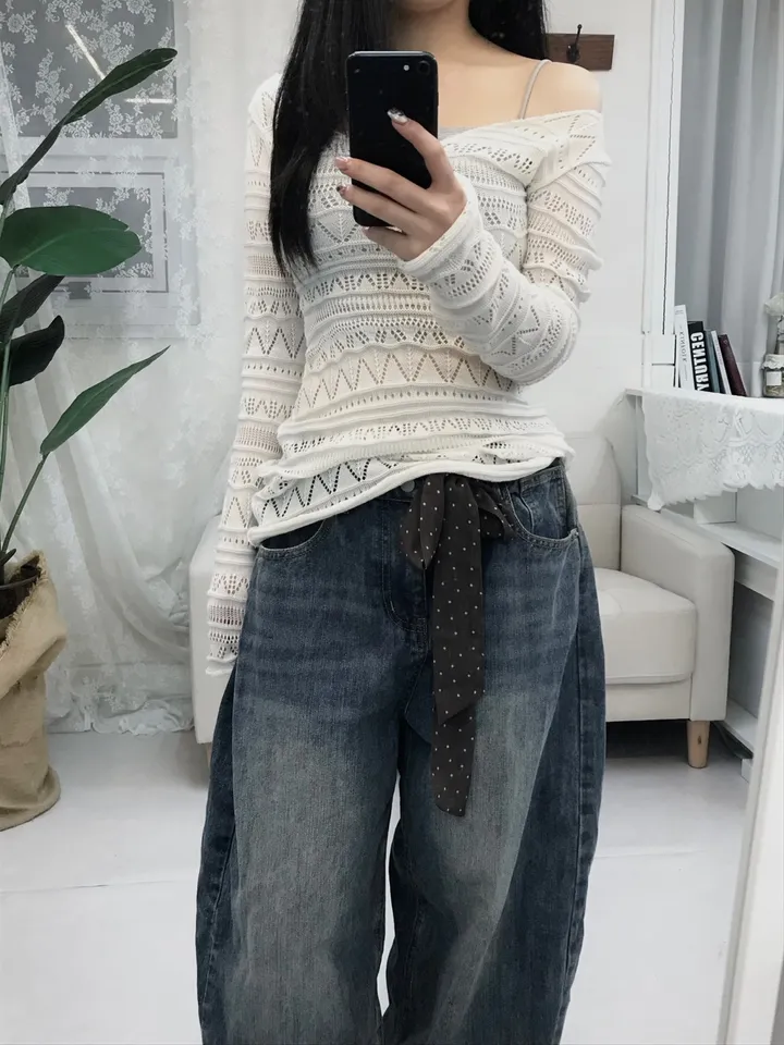 See-Through Knit Dress Top 상세 이미지 8